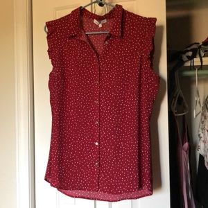 Red white polka dot, light blouse